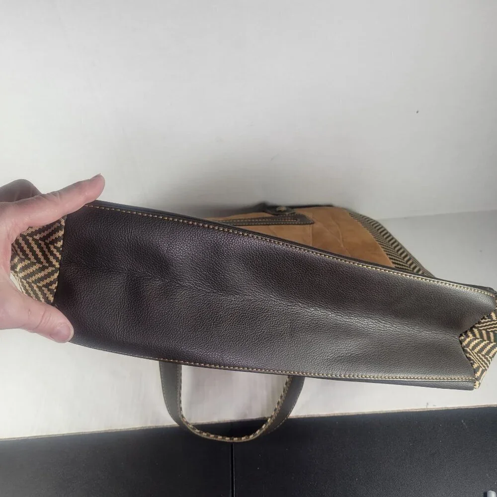 Vaan & Co. Women Milano Upcycled Genuine Leather Herringbone Tote - Picture 5 of 15